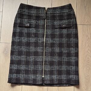 CARLISLE Wool Plaid Skirt Front Poc Size 4